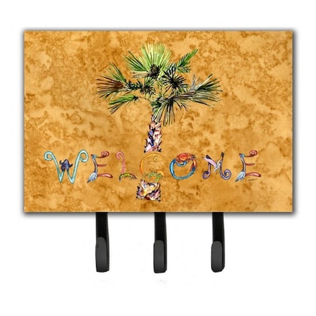 Jensendistributionservices Welcome Palm Tree On Gold Leash & Key Holder MI2088663